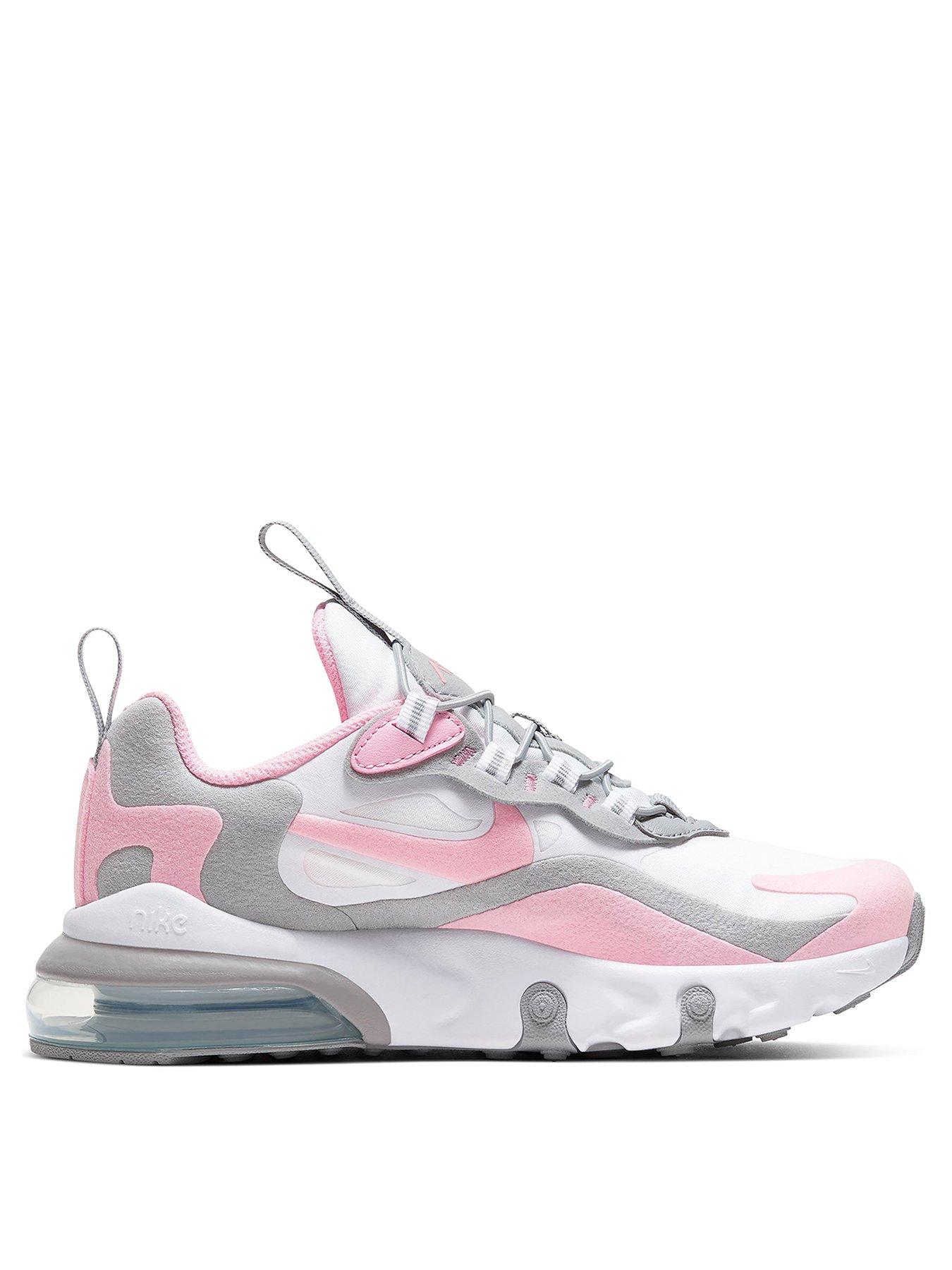 nike white & pink air max 270 knit trainers junior