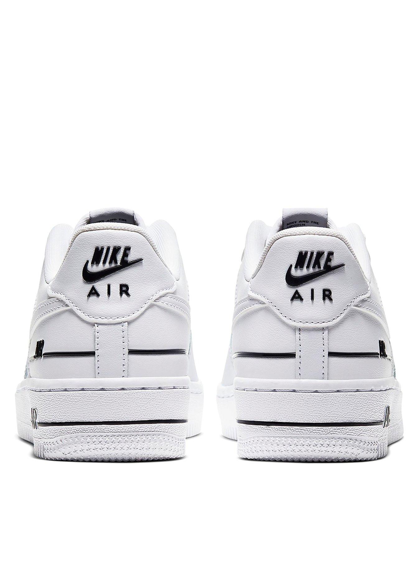 nike white & black air force 1 lv8 3 trainers