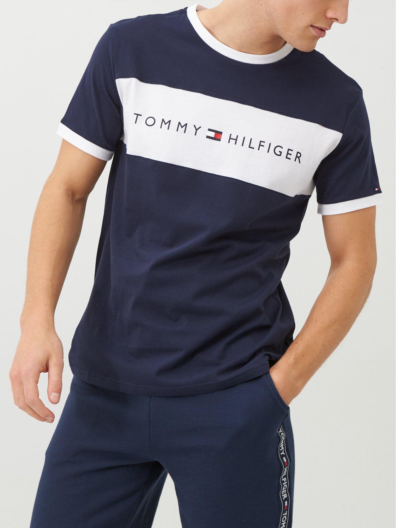 Tommy hilfiger lounge logo best sale flag t shirt navy