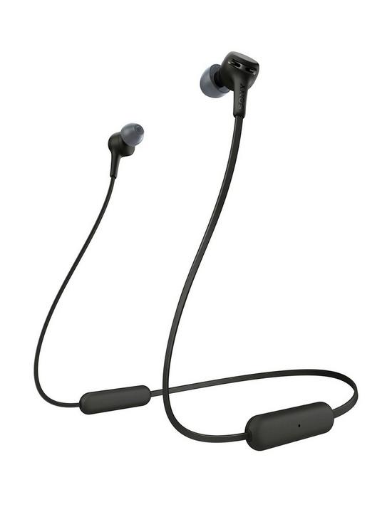 front image of sony-wixb400-extra-bass-wireless-in-ear-headphones-black
