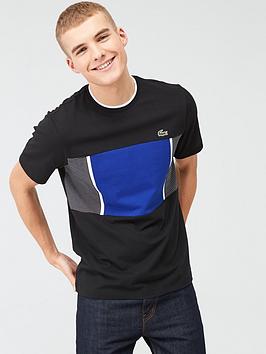 Lacoste Sports Lacoste Sports Mesh Print Colour Block Tech T-Shirt - Black Picture