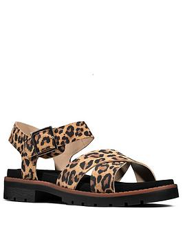Clarks Clarks Orinoco Strap Leather Flat Sandal - Leopard Picture