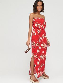 V by Very V By Very Bardot Jersey Maxi Dress - Red Print Picture