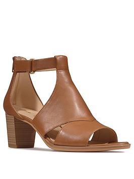Clarks Clarks Kaylin60 Glad Wide Fit Leather Heeled Sandal - Tan Picture
