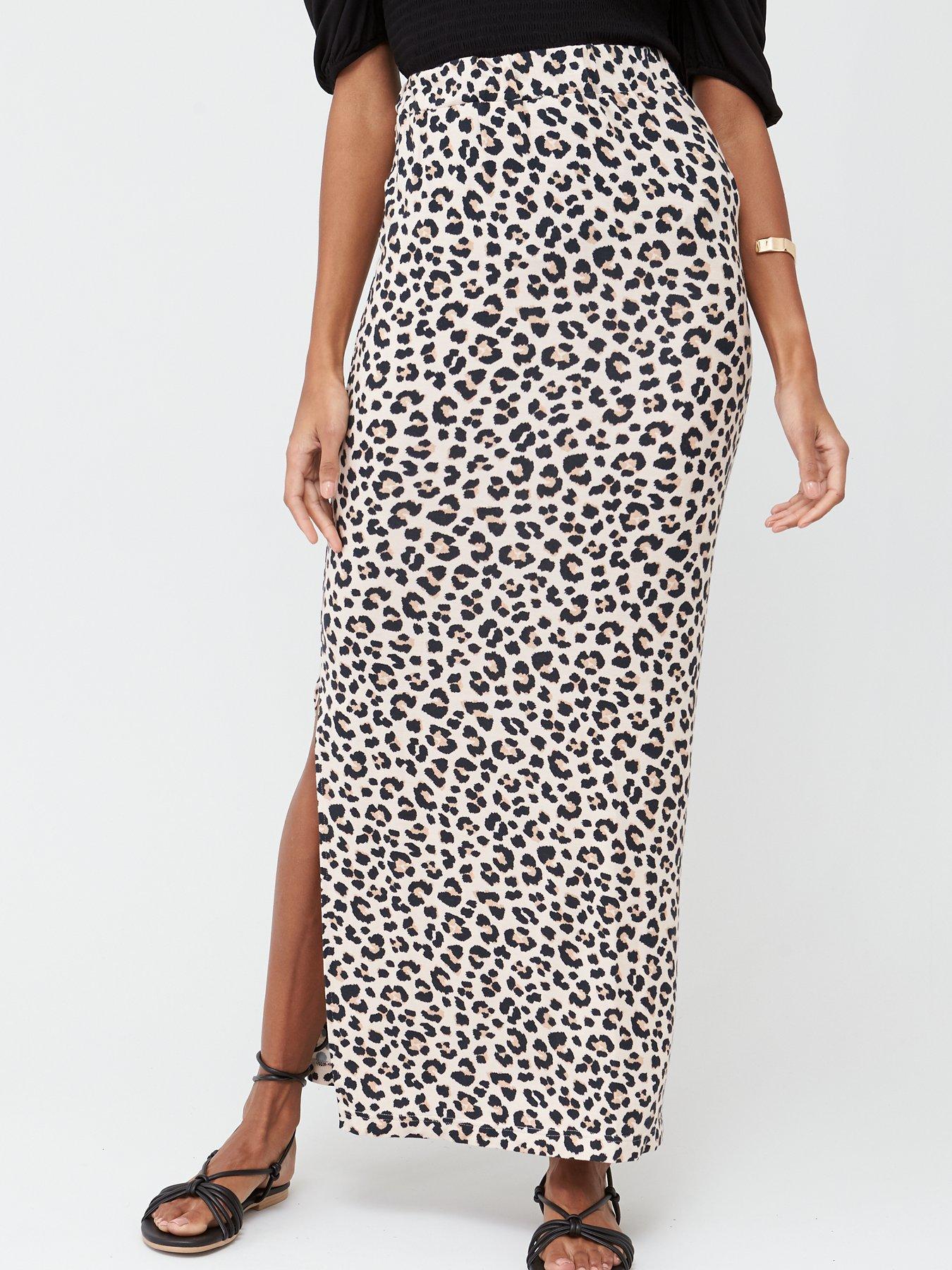 mid length leopard skirts tall