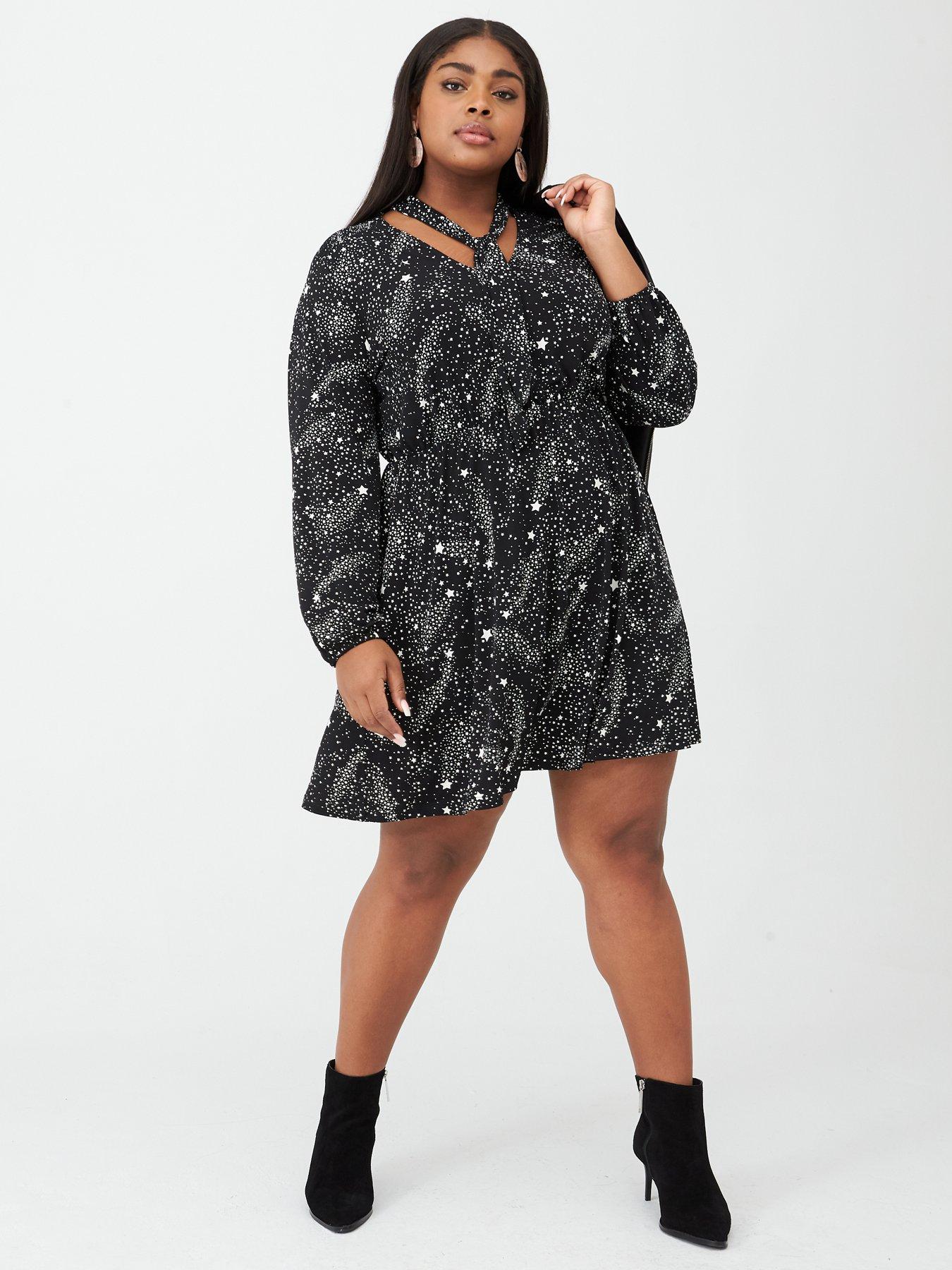 oasis black star dress