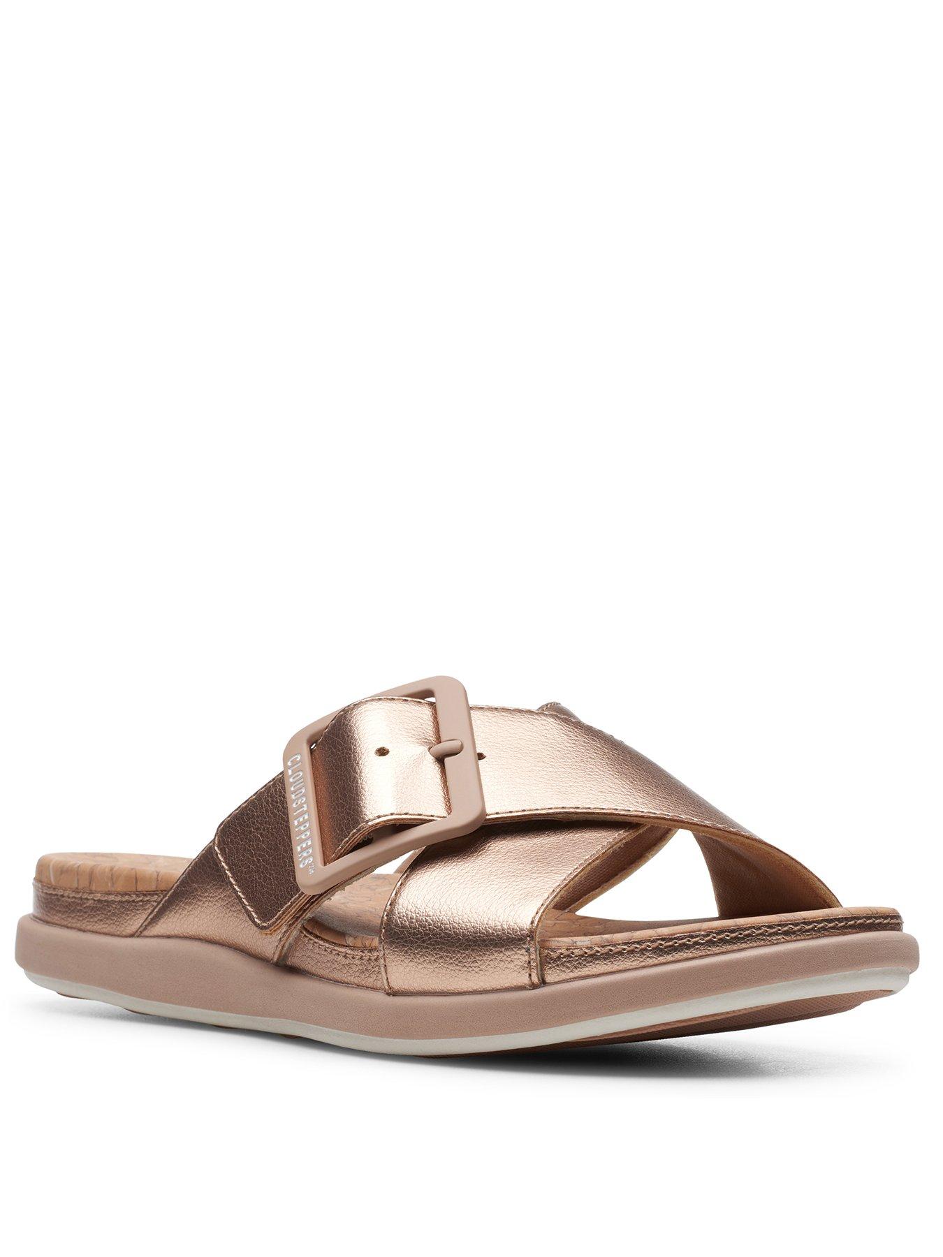 rose gold clarks sandals