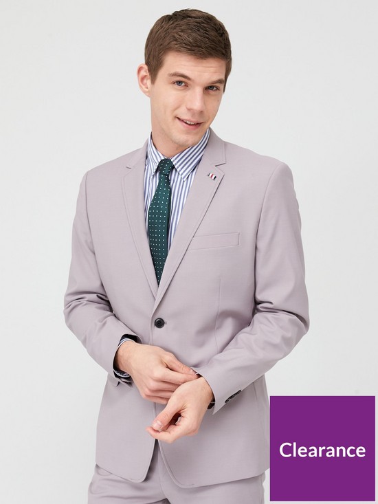 front image of very-man-stretch-slim-suit-jacket-stone
