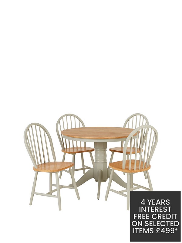 New Cky 100 Cm Round Dining Table, White Circle Table And 4 Chairs