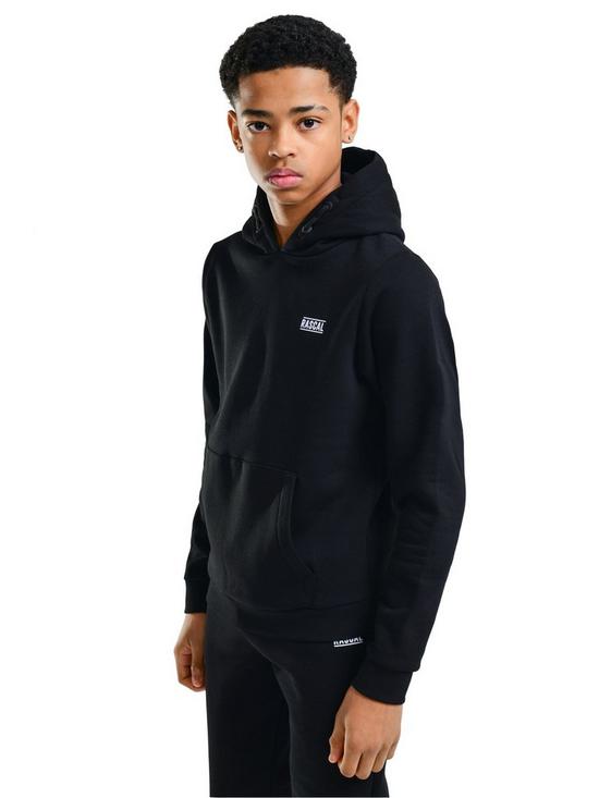 front image of rascal-essential-hoodie-black