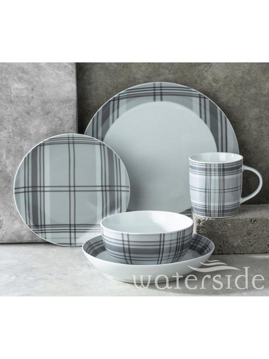 stillFront image of waterside-grey-tartan-30-piece-christmas-dinner-set