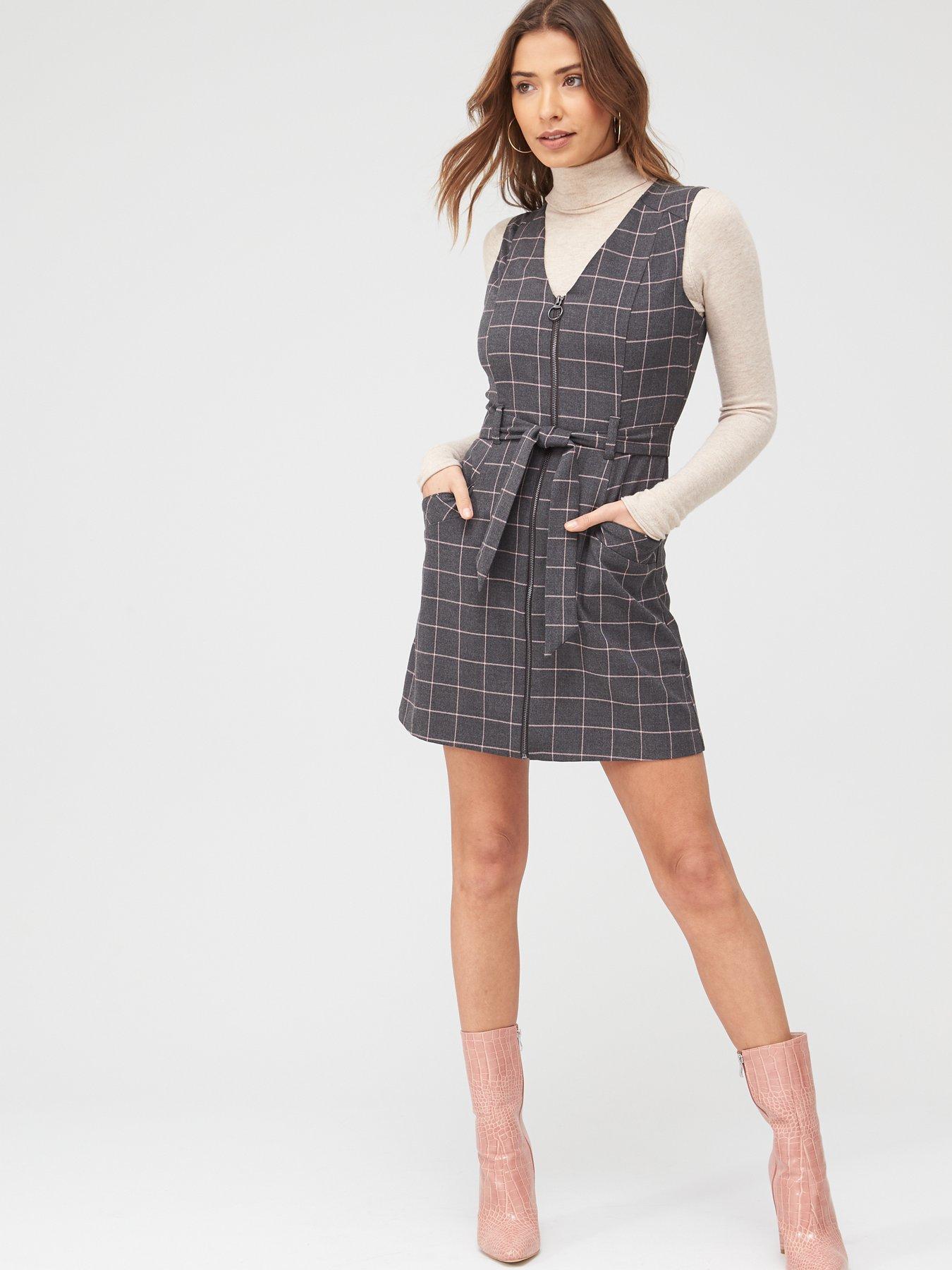 oasis blue check shift dress