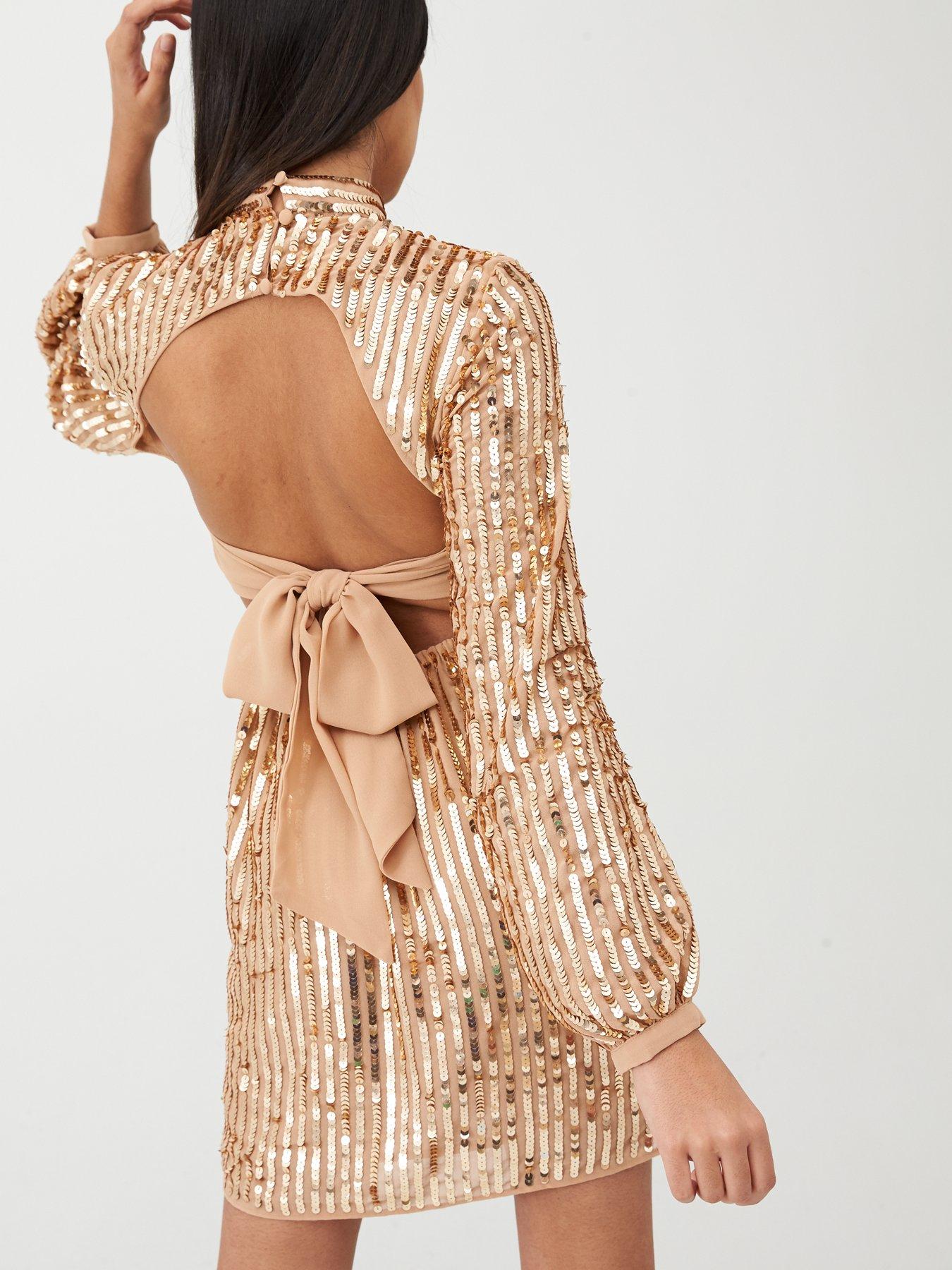 river island rose gold dress