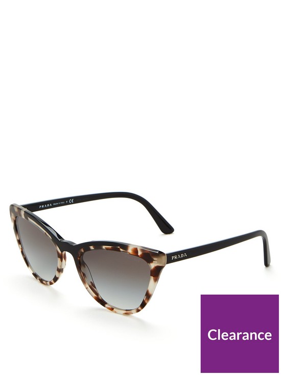 front image of prada-cat-eye-sunglasses-opal-spotted-brownblack