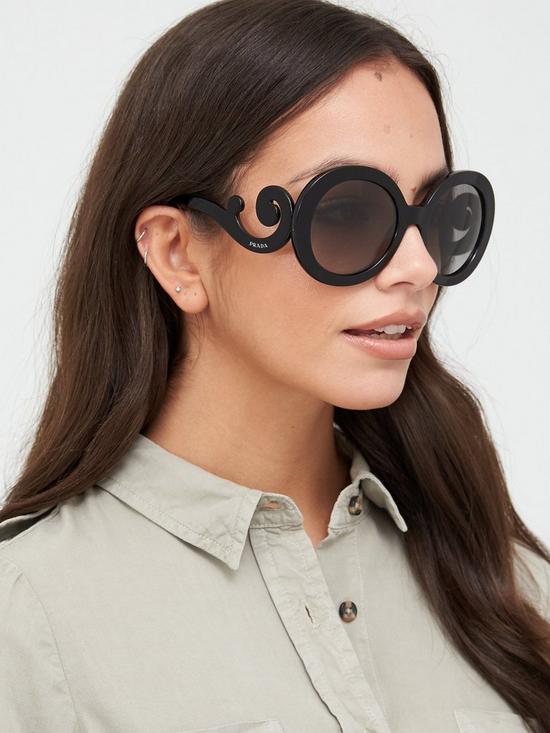 front image of prada-circle-sunglasses-black