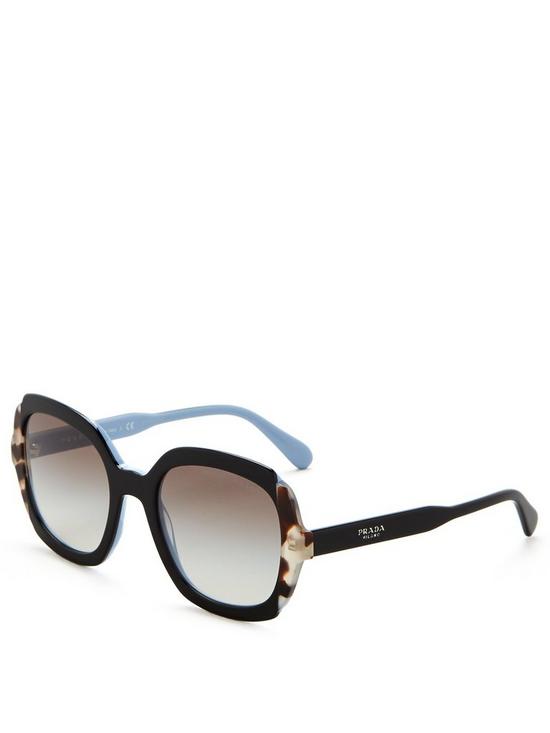stillFront image of prada-oversize-sunglasses-black-azurespotted-brown