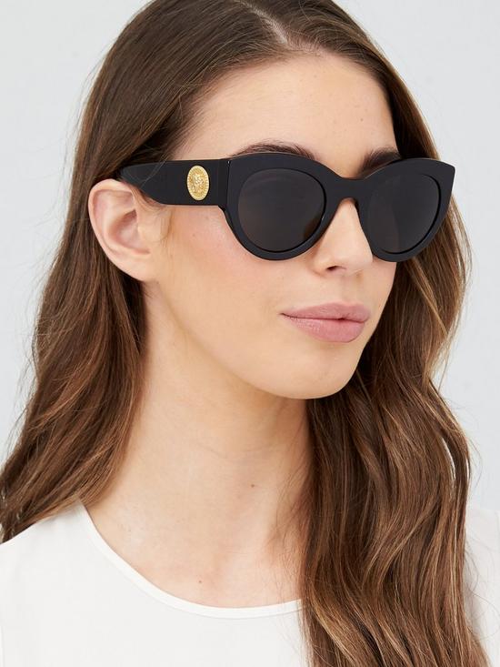front image of versace-round-sunglasses-black