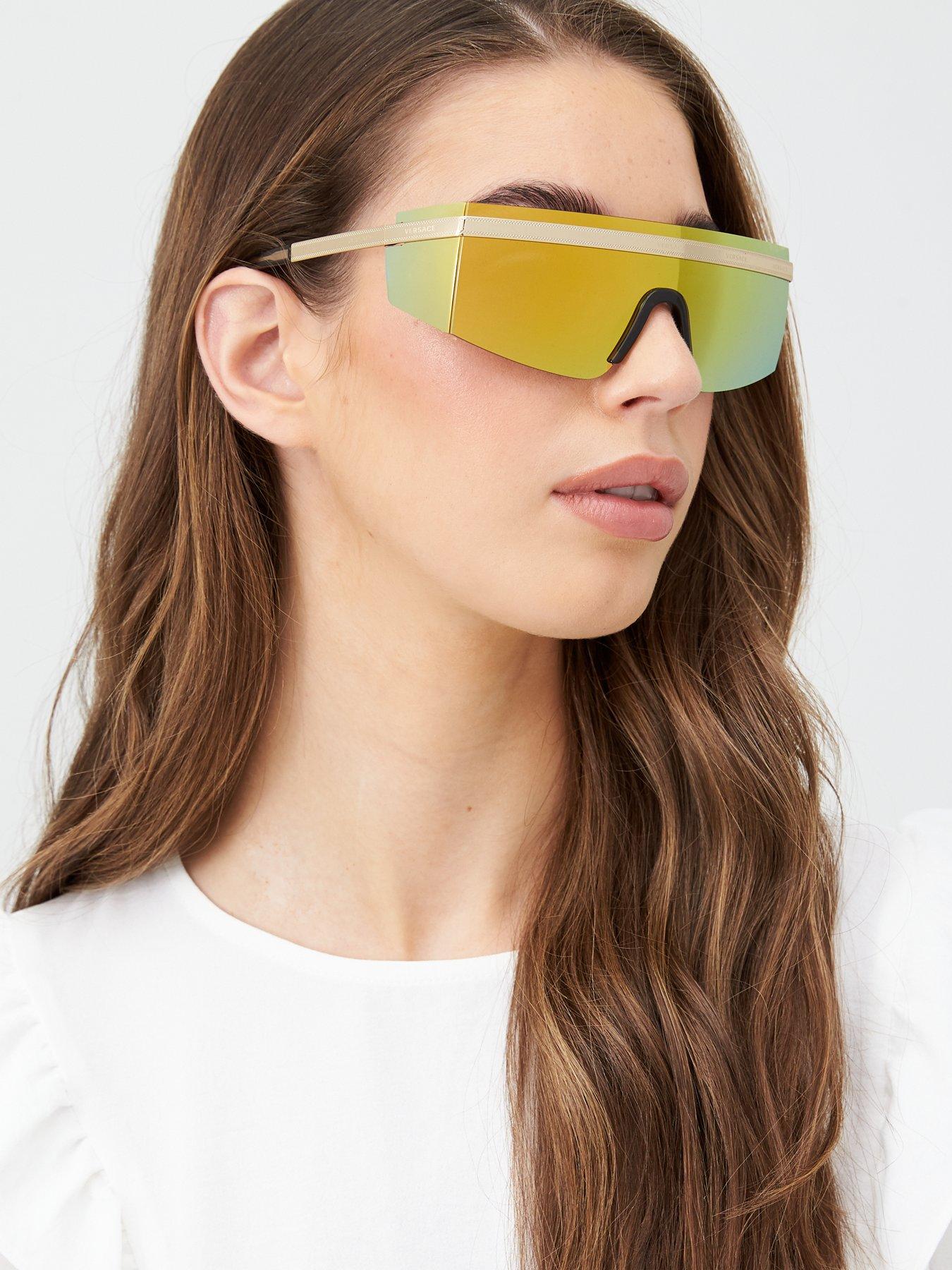 gold logomania visor sunglasses