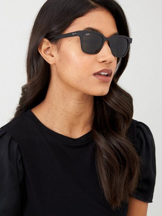 front image of ray-ban-square-sunglasses-black