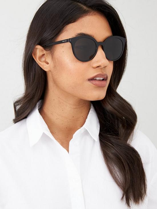front image of prada-round-sunglasses-black