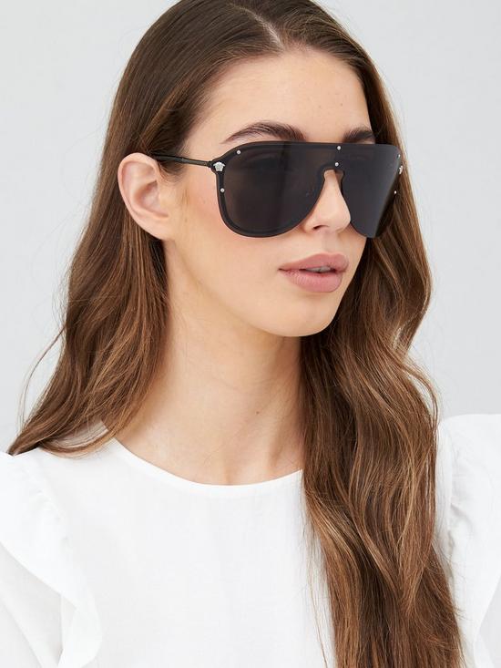 front image of versace-aviator-sunglasses-silver