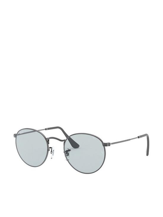 front image of ray-ban-round-metal-sunglasses--nbspgunmetal