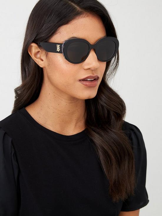 front image of burberry-cat-eye-sunglasses-black
