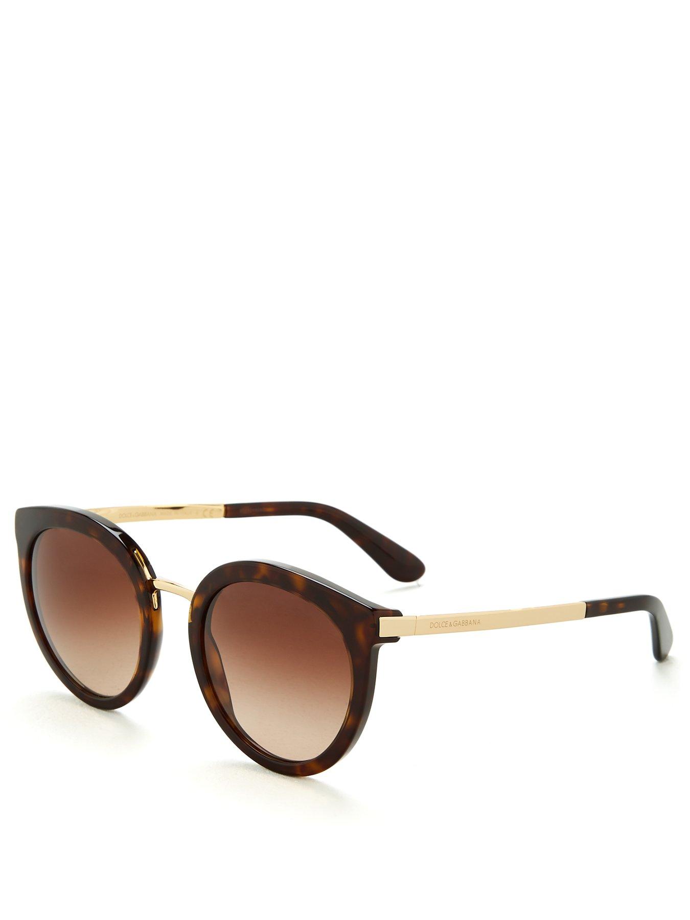 Image 1 of 4 of Dolce & Gabbana Round Sunglasses - Havana