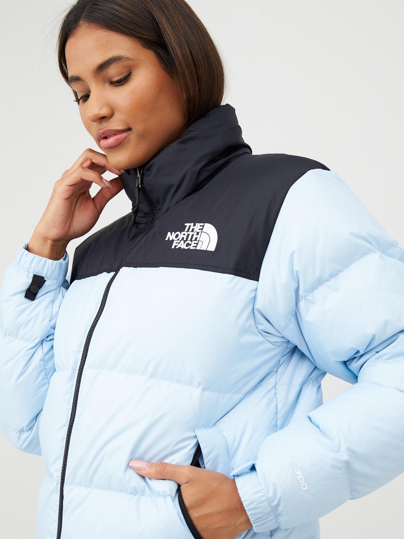 light blue north face coat