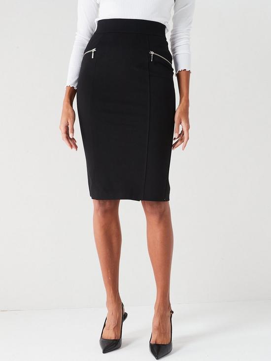 front image of v-by-very-the-zip-workwear-midi-black