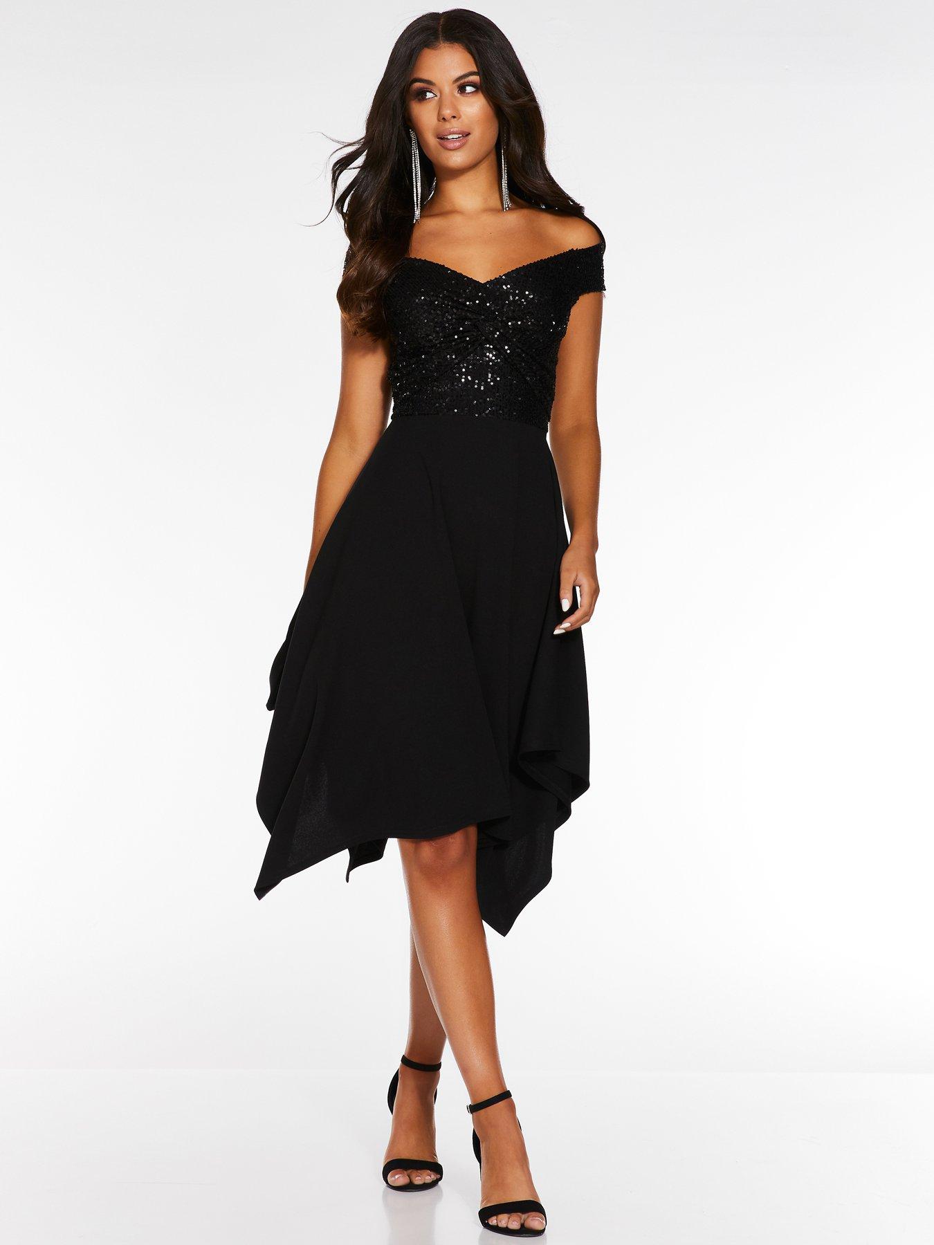 quiz bardot black dress