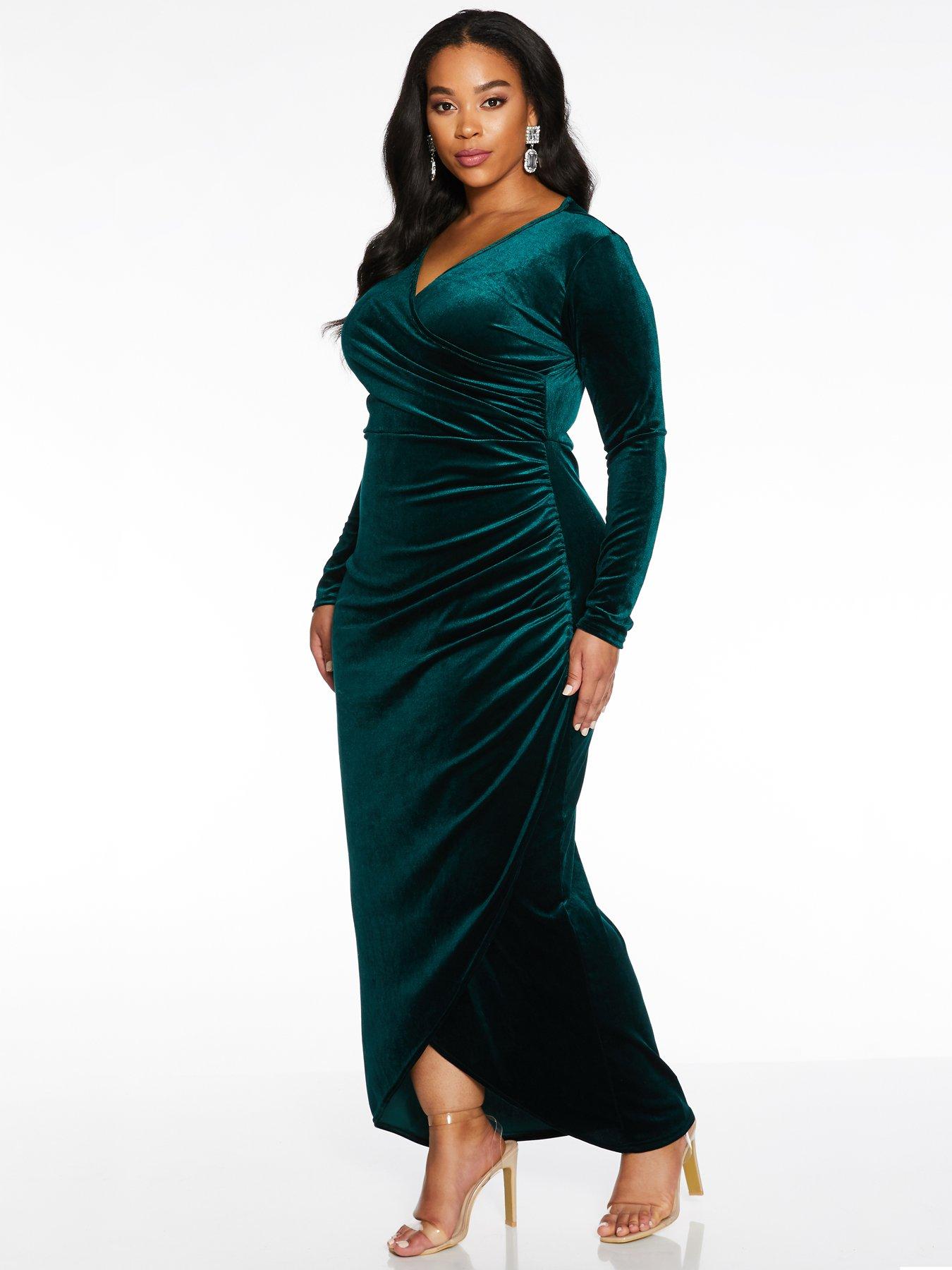 quiz bottle green velvet dress