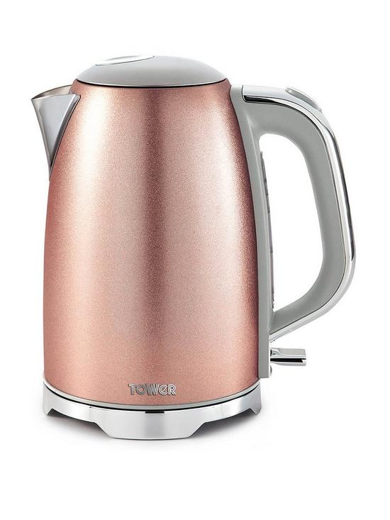 front image of tower-glitz-3000w-17l-kettle-blush-pink-t10039bp
