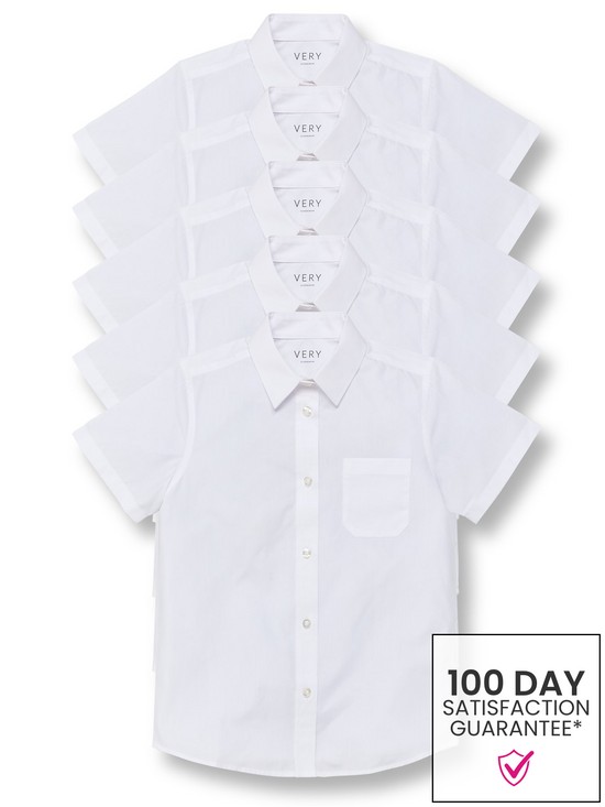 front image of v-by-very-boys-5-pack-short-sleeve-school-shirts-white