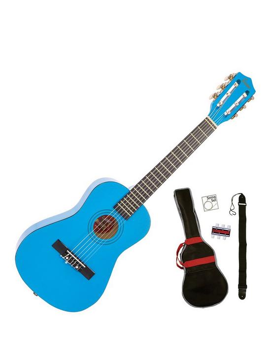 front image of encore-junior-guitar-outfit-metallic-blue