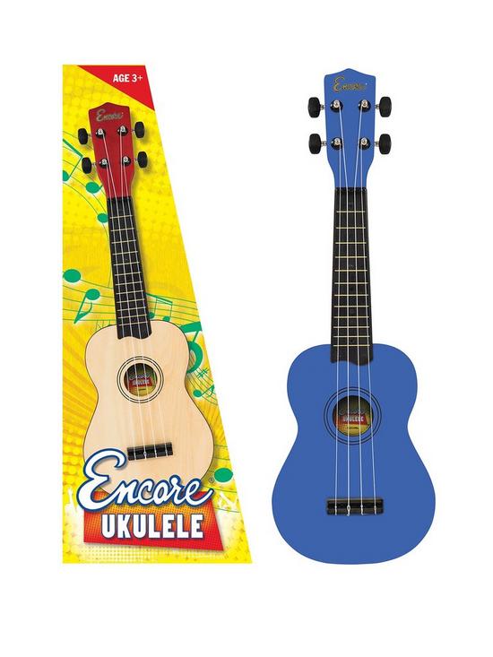 front image of encore-ukulele-blue