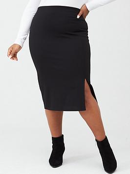 V by Very Curve V By Very Curve Jersey Crepe Pencil Skirt - Black Picture