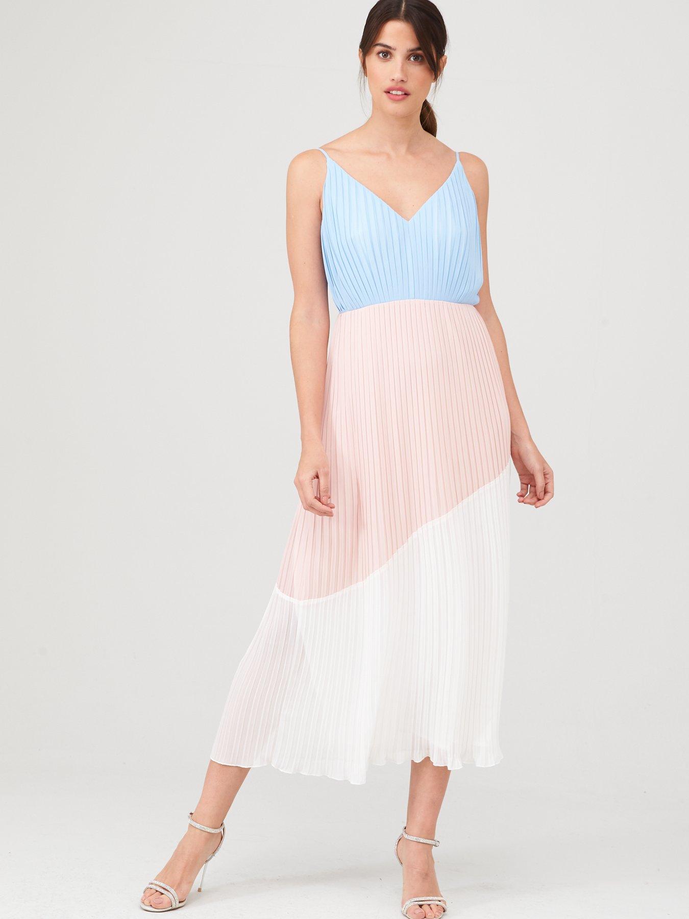 warehouse pleated colour block dress