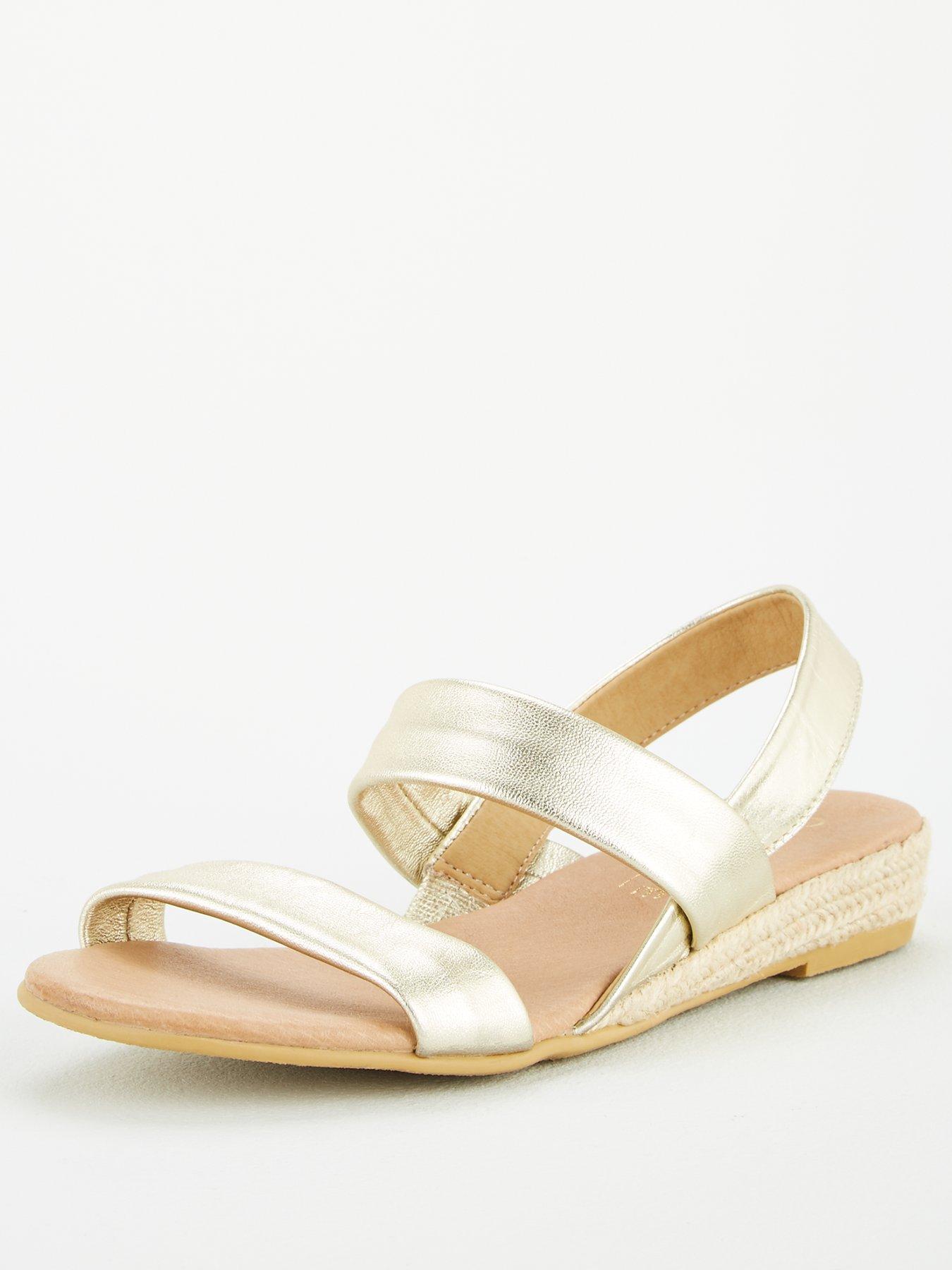 gold leather wedge sandals