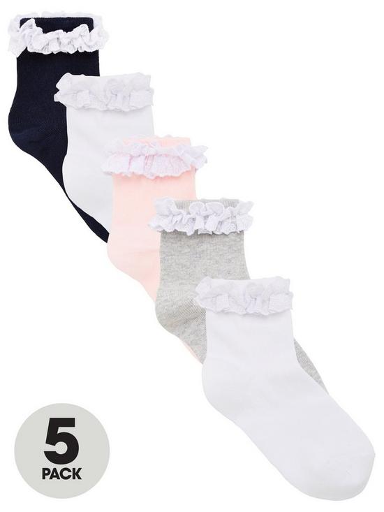 front image of v-by-very-girls-5-packnbspoccasion-ruffle-frill-socks-multi