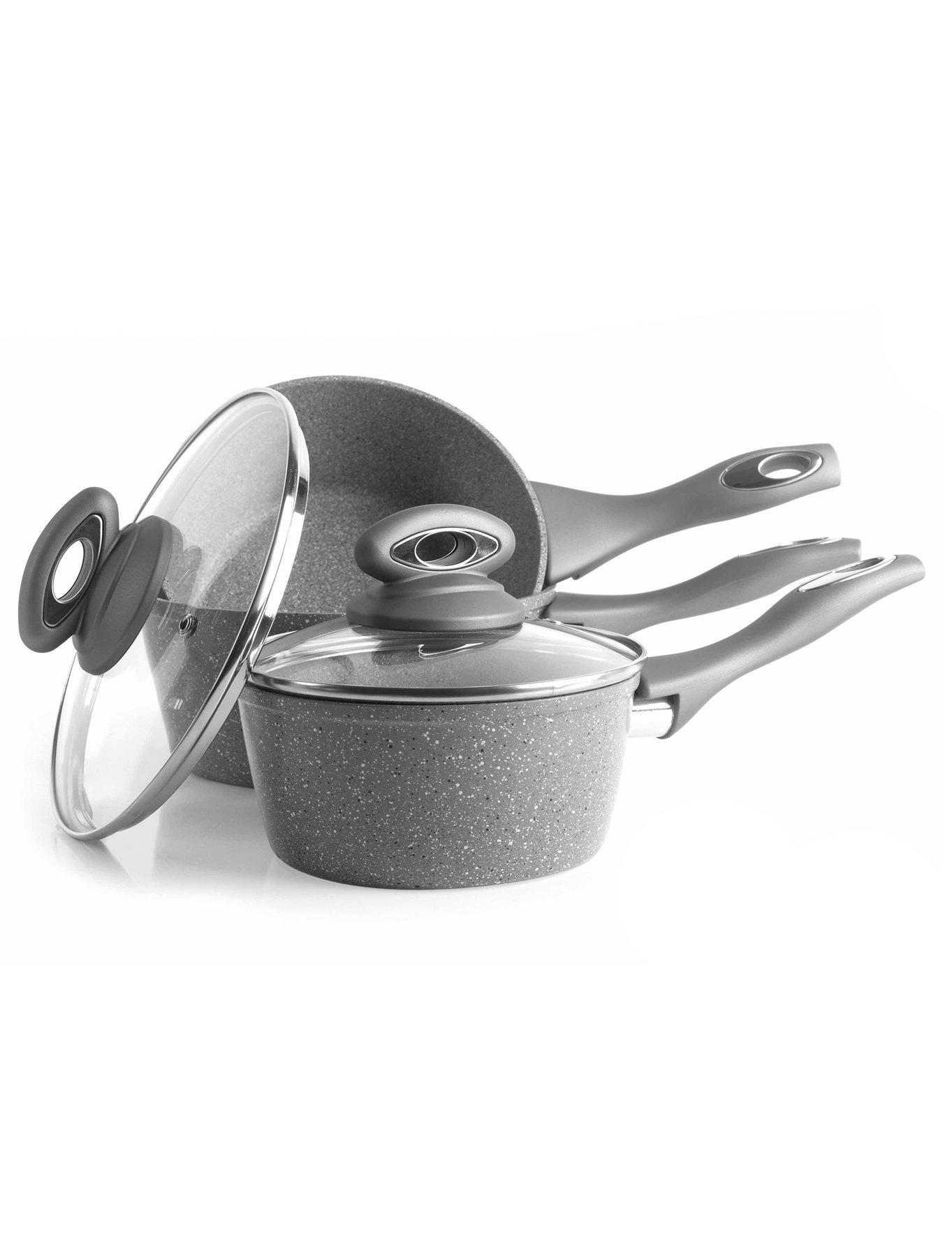 Image 3 of 6 of Salter Marble Collection 3-Piece Saucepan Set in Grey