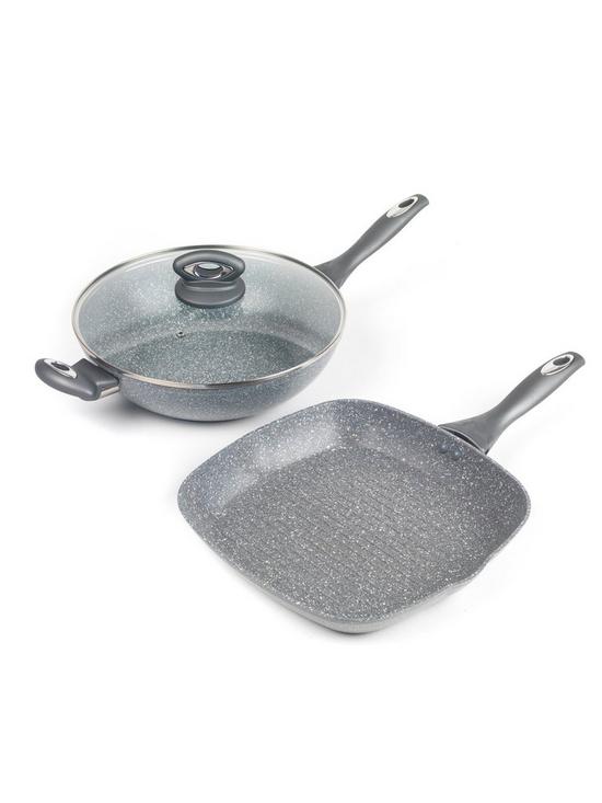 stillFront image of salter-marble-collection-wok-and-griddle-pan-set-in-grey