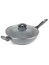  image of salter-marble-collection-wok-and-griddle-pan-set-in-grey