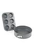  image of salter-marble-collection-2-piece-muffin-tray-and-24-cm-springform-cake-pan-set-in-grey