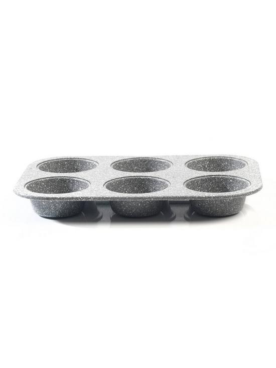 stillFront image of salter-marble-collection-24-cm-baking-pan-and-6-cup-muffin-tray-set-in-grey