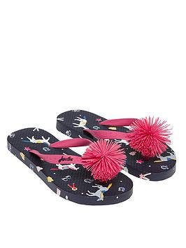 Joules Joules Girls Horse Pom Pom Flip Flop- Navy Picture