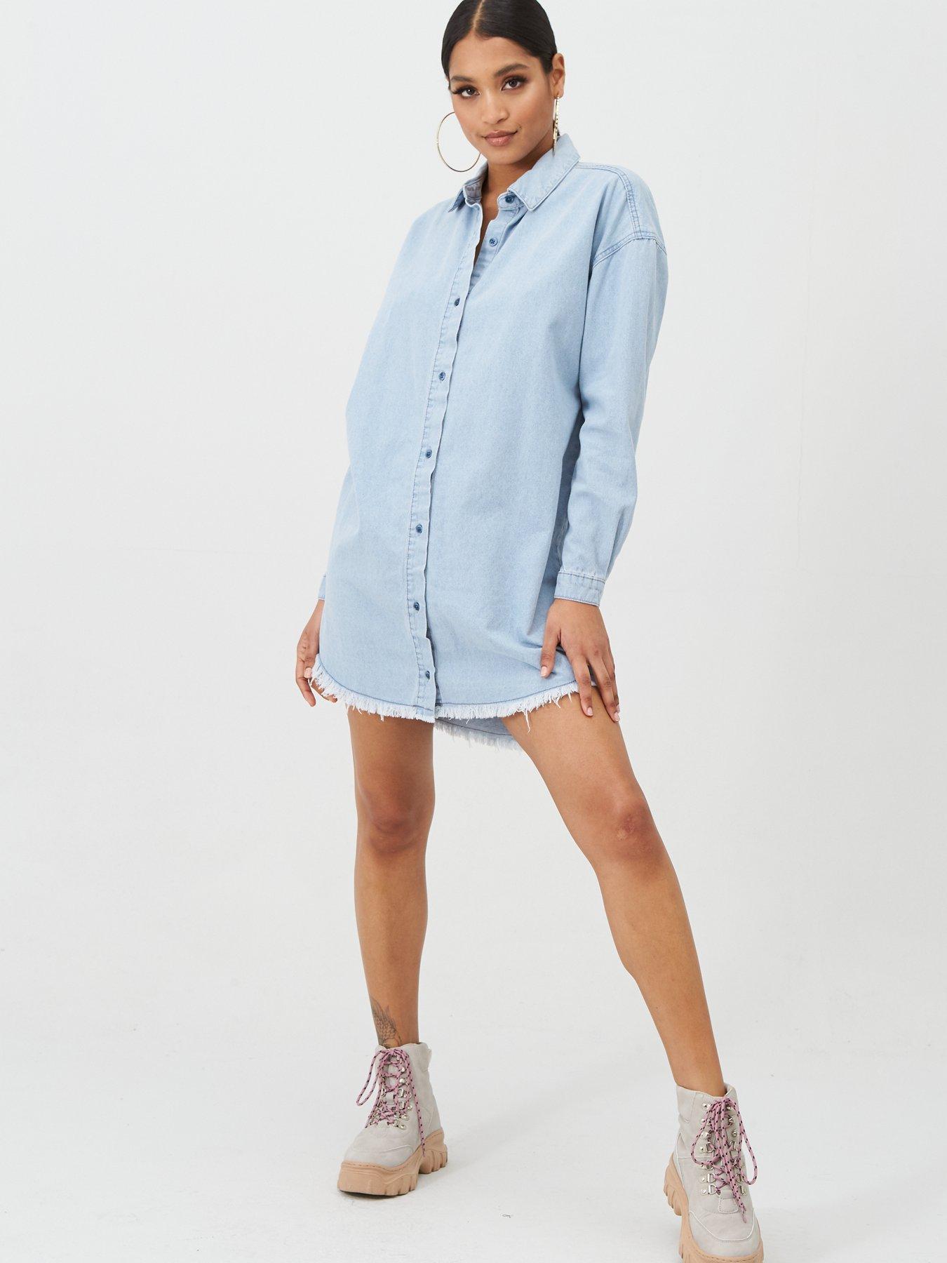 missguided denim shirt dress