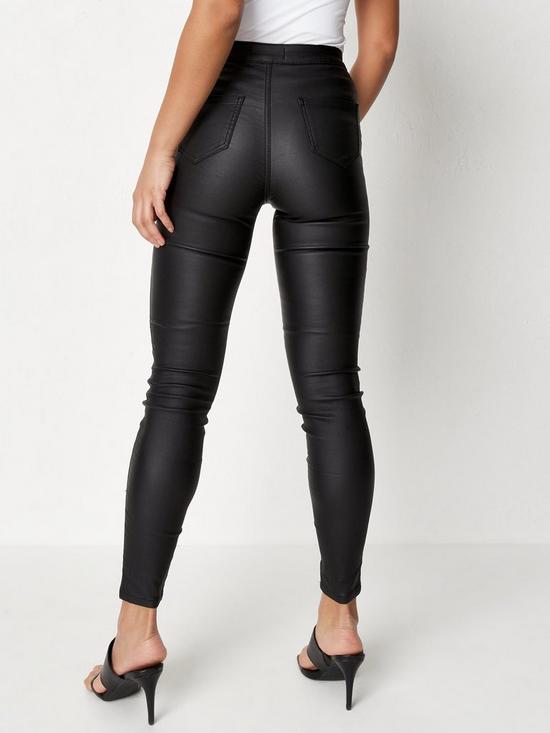 stillFront image of missguided-vice-high-waisted-coated-skinny-jeans-black