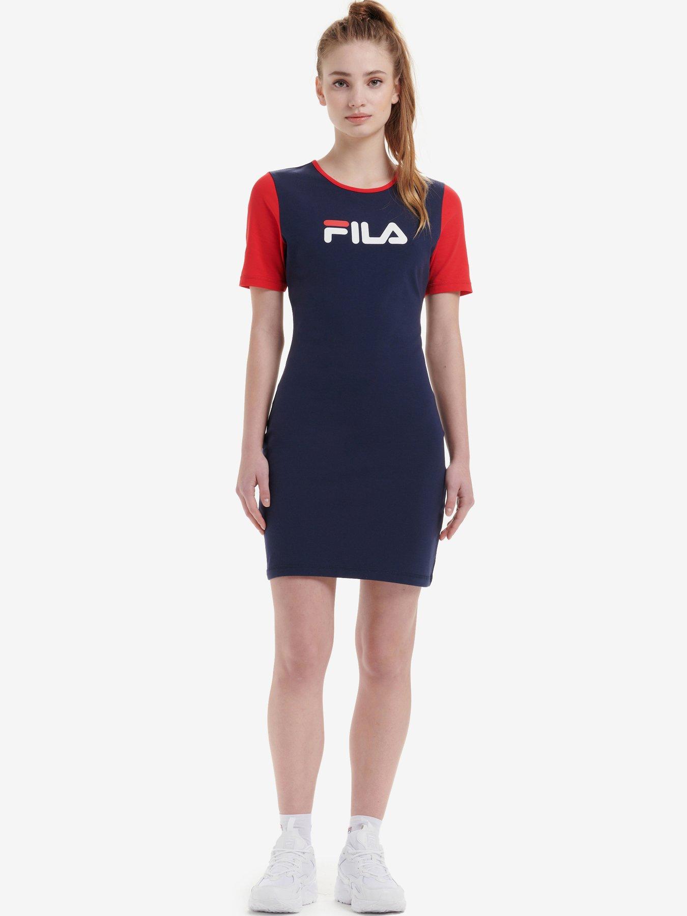 fila t shirt dress with zip front in color block