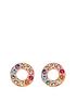  image of radley-rose-gold-tone-sterling-silver-rainbow-crystal-set-circle-ladies-stud-earrings